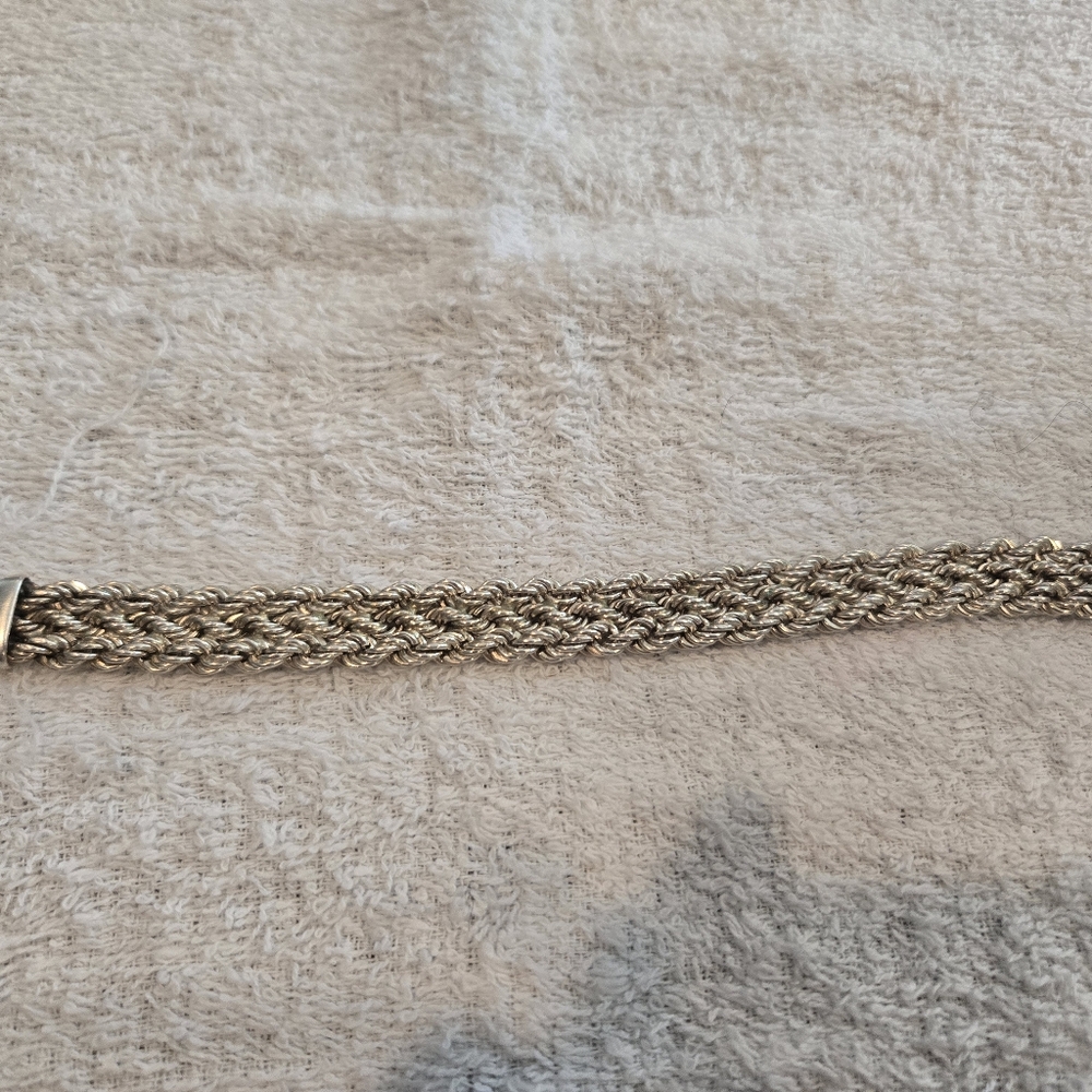 Silver Braided Bracelet - 8"   925 Italy